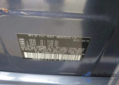 2015 Subaru Legacy 3.6R Limited z USA, uszkodzony, nr VIN 4S3BNEL64F3059597